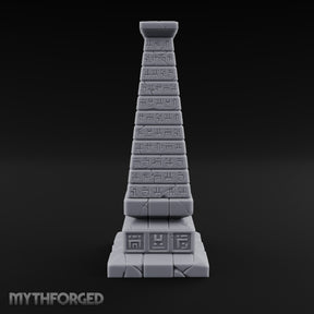 Glyph-Banded Crack-Seamed Tapered Stone Obelisk Miniature for Dungeons and Dragons, Pathfinder or other TTRPGs