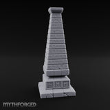 Glyph-Banded Crack-Seamed Tapered Stone Obelisk Miniature for Dungeons and Dragons, Pathfinder or other TTRPGs