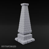 Glyph-Banded Crack-Seamed Tapered Stone Obelisk Miniature for Dungeons and Dragons, Pathfinder or other TTRPGs