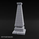 Glyph-Banded Crack-Seamed Tapered Stone Obelisk Miniature for Dungeons and Dragons, Pathfinder or other TTRPGs