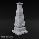Glyph-Banded Crack-Seamed Tapered Stone Obelisk Miniature for Dungeons and Dragons, Pathfinder or other TTRPGs