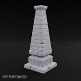 Glyph-Banded Crack-Seamed Tapered Stone Obelisk Miniature for Dungeons and Dragons, Pathfinder or other TTRPGs