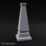 Glyph-Banded Crack-Seamed Tapered Stone Obelisk Miniature for Dungeons and Dragons, Pathfinder or other TTRPGs