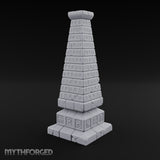 Glyph-Banded Crack-Seamed Tapered Stone Obelisk Miniature for Dungeons and Dragons, Pathfinder or other TTRPGs