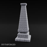Glyph-Banded Crack-Seamed Tapered Stone Obelisk Miniature for Dungeons and Dragons, Pathfinder or other TTRPGs