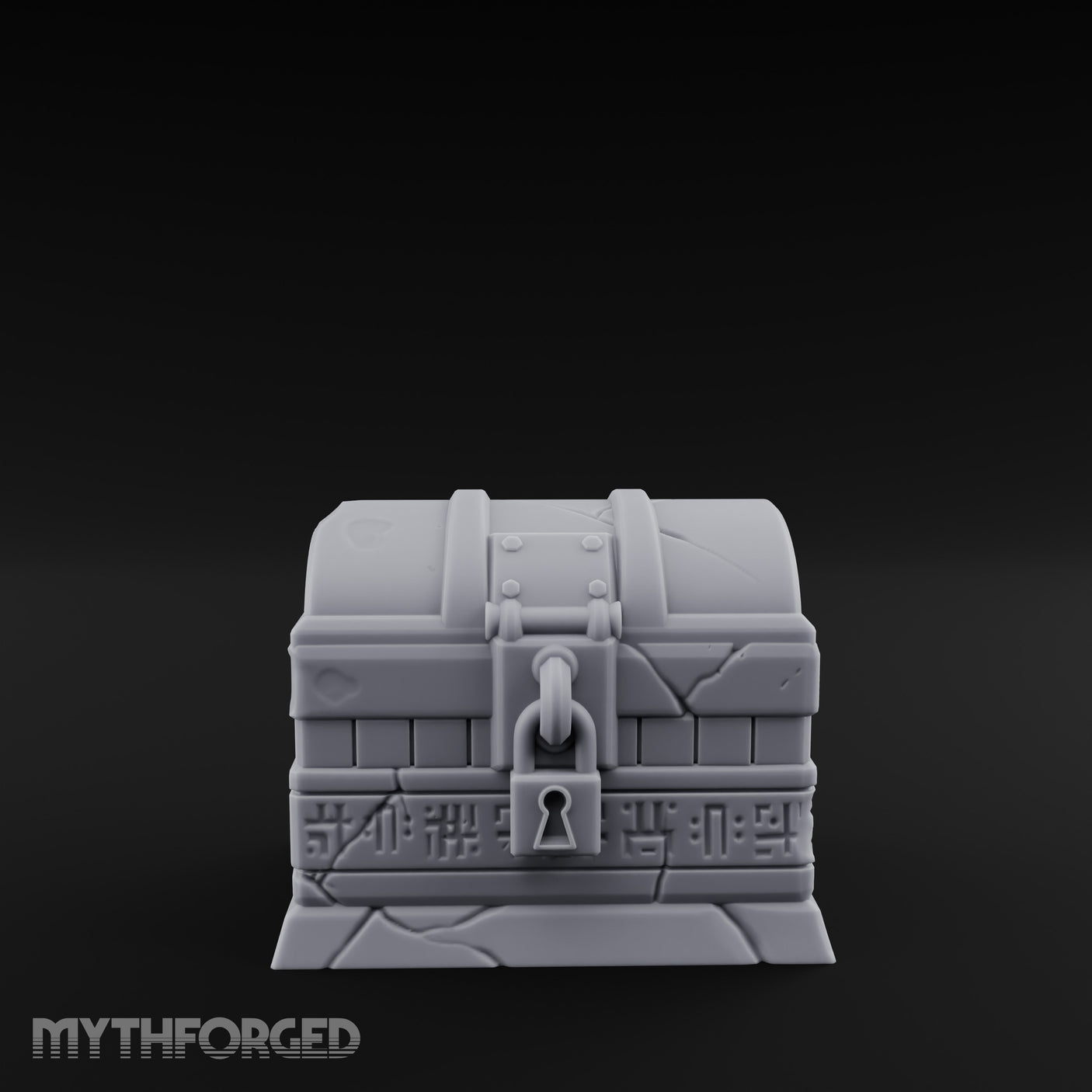Glyph-Banded Lock-Clasped Stone Treasure Chest gallery 2