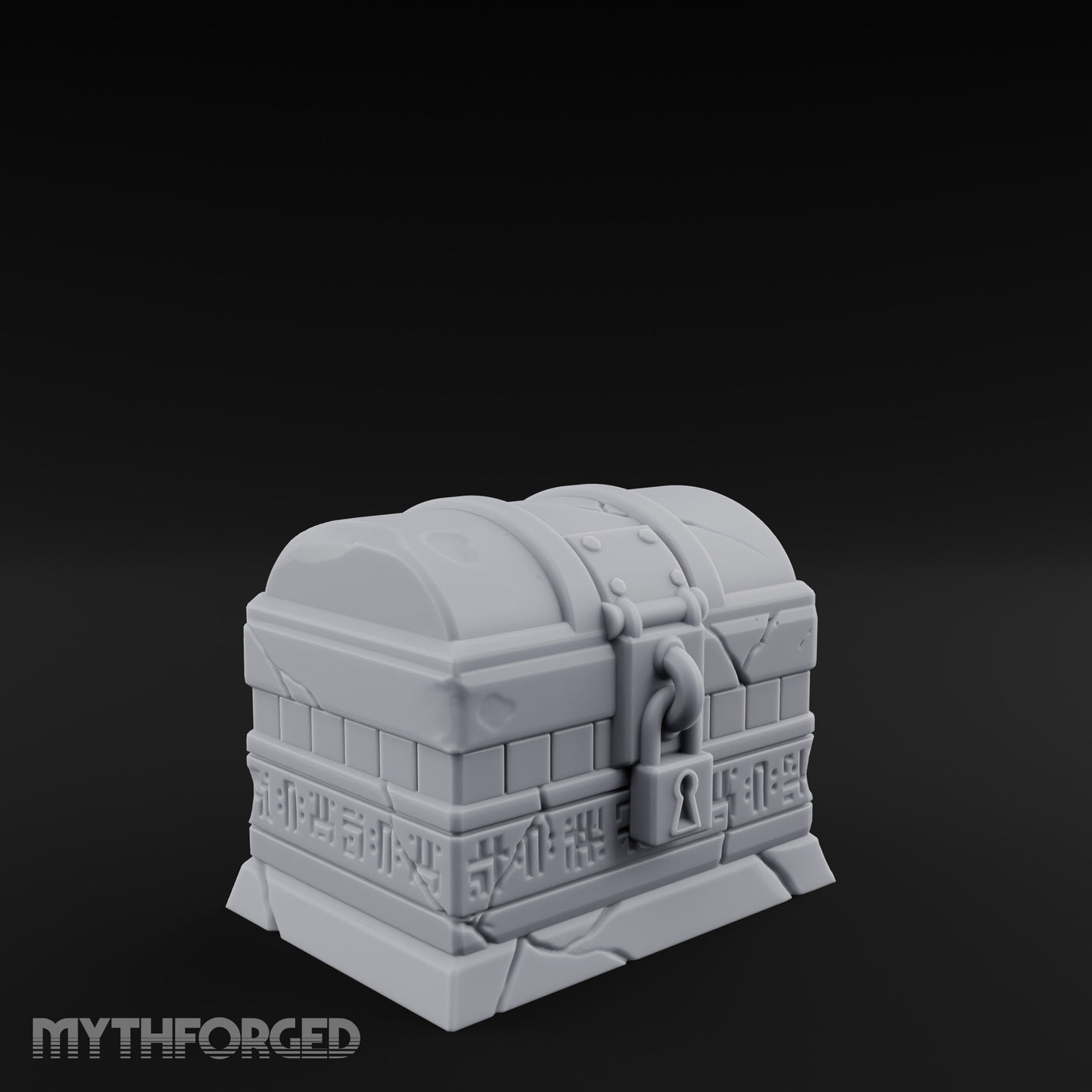 Glyph-Banded Lock-Clasped Stone Treasure Chest gallery 3