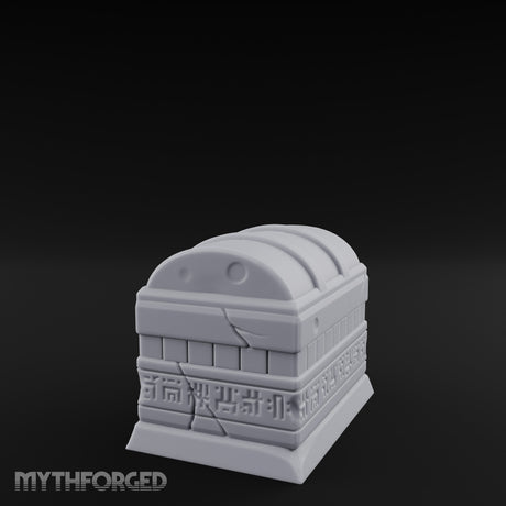 Glyph-Banded Lock-Clasped Stone Treasure Chest Miniature for Dungeons and Dragons, Pathfinder or other TTRPGs