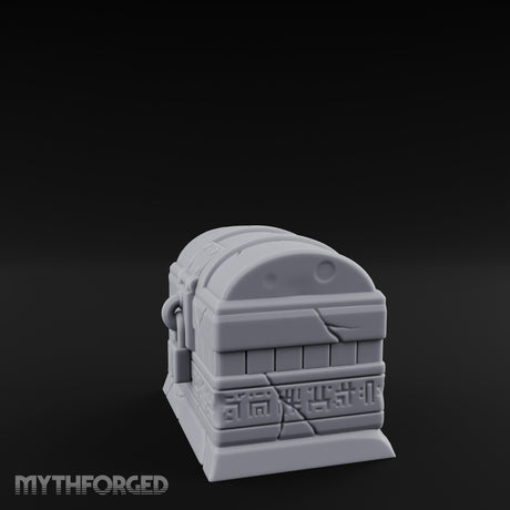 Glyph-Banded Lock-Clasped Stone Treasure Chest Miniature for Dungeons and Dragons, Pathfinder or other TTRPGs