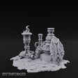 Glyph-Carved Rope-Coiled Tribal Torch and Idol Vessel Scene Miniature for Dungeons and Dragons, Pathfinder or other TTRPGs