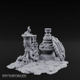 Glyph-Carved Rope-Coiled Tribal Torch and Idol Vessel Scene Miniature for Dungeons and Dragons, Pathfinder or other TTRPGs