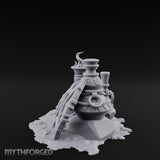 Glyph-Carved Rope-Coiled Tribal Torch and Idol Vessel Scene Miniature for Dungeons and Dragons, Pathfinder or other TTRPGs