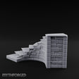 Glyph-Etched Curve-Edged Stone Staircase Section