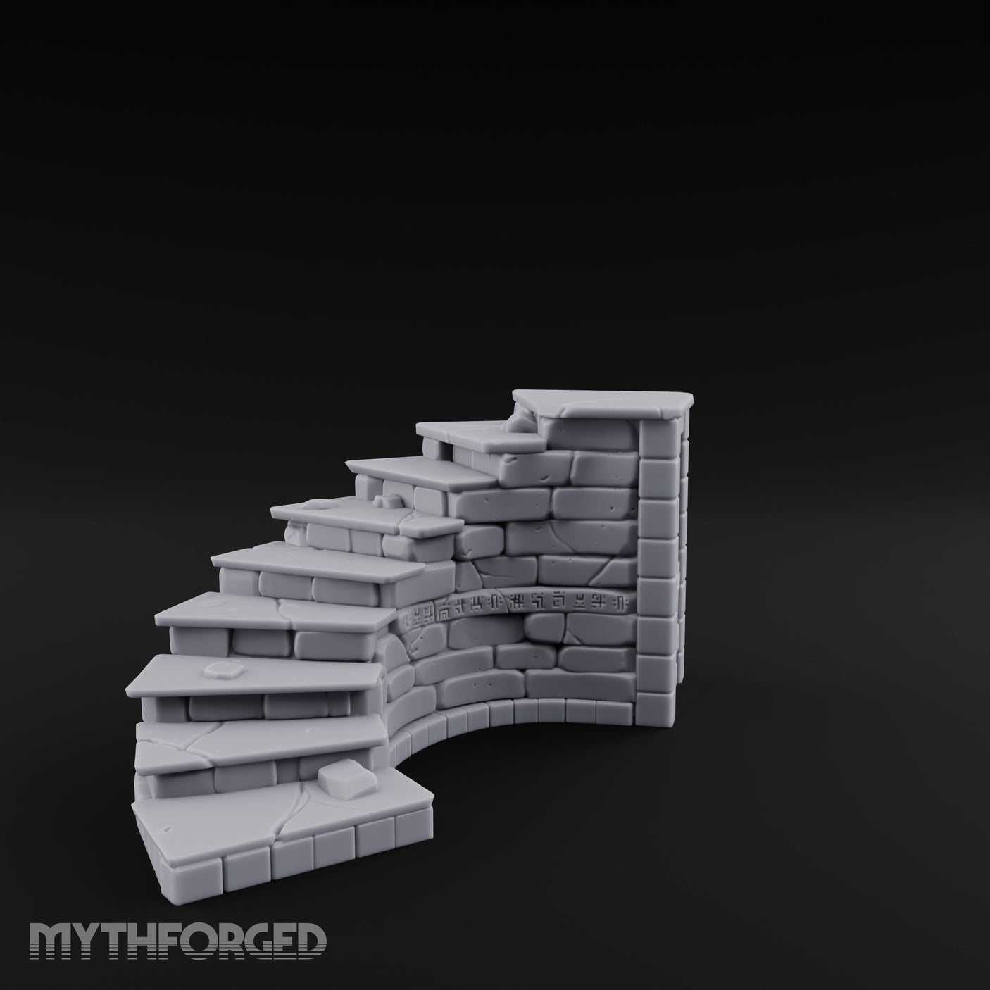 Glyph-Etched Curve-Edged Stone Staircase Section gallery 3