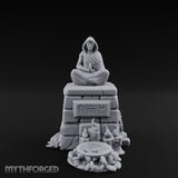 Glyph-Plaque Candle-Ringed Hooded Meditation Shrine Statue Miniature for Dungeons and Dragons, Pathfinder or other TTRPGs