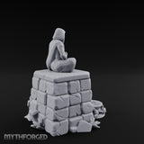 Glyph-Plaque Candle-Ringed Hooded Meditation Shrine Statue Miniature for Dungeons and Dragons, Pathfinder or other TTRPGs