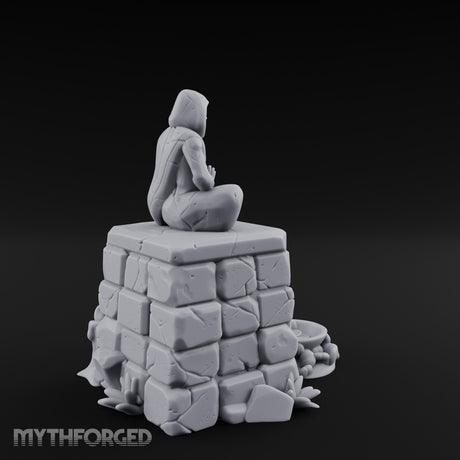 Glyph-Plaque Candle-Ringed Hooded Meditation Shrine Statue Miniature for Dungeons and Dragons, Pathfinder or other TTRPGs