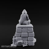 Glyph-Plaque Candle-Ringed Hooded Meditation Shrine Statue Miniature for Dungeons and Dragons, Pathfinder or other TTRPGs