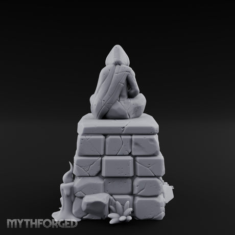Glyph-Plaque Candle-Ringed Hooded Meditation Shrine Statue Miniature for Dungeons and Dragons, Pathfinder or other TTRPGs
