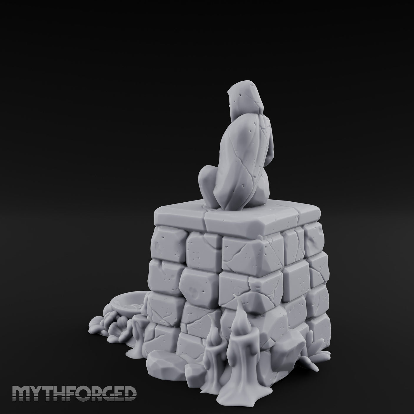 Glyph-Plaque Candle-Ringed Hooded Meditation Shrine Statue Miniature for Dungeons and Dragons, Pathfinder or other TTRPGs