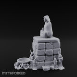 Glyph-Plaque Candle-Ringed Hooded Meditation Shrine Statue Miniature for Dungeons and Dragons, Pathfinder or other TTRPGs