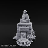 Glyph-Plaque Candle-Ringed Hooded Meditation Shrine Statue Miniature for Dungeons and Dragons, Pathfinder or other TTRPGs