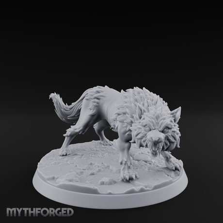 Sniffing The Ground Wolf Miniature for Dungeons and Dragons, Pathfinder or other TTRPGs