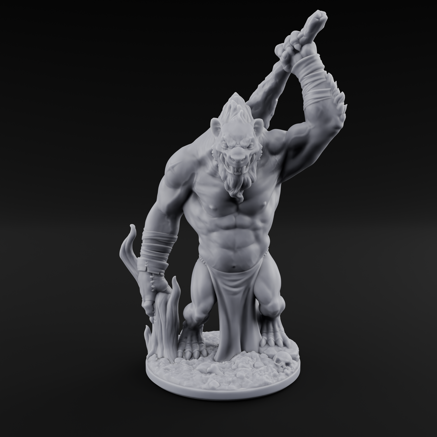 Tree Trunk Swinging Gnoll Brute Miniature for Dungeons and Dragons, Pathfinder or other TTRPGs