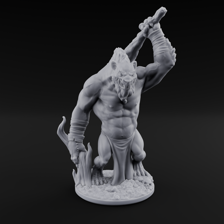 Tree Trunk Swinging Gnoll Brute Miniature for Dungeons and Dragons, Pathfinder or other TTRPGs