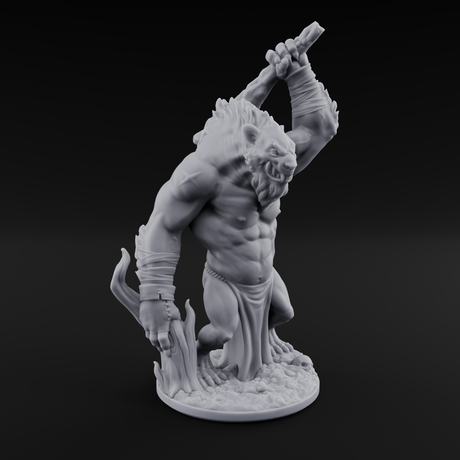 Tree Trunk Swinging Gnoll Brute Miniature for Dungeons and Dragons, Pathfinder or other TTRPGs