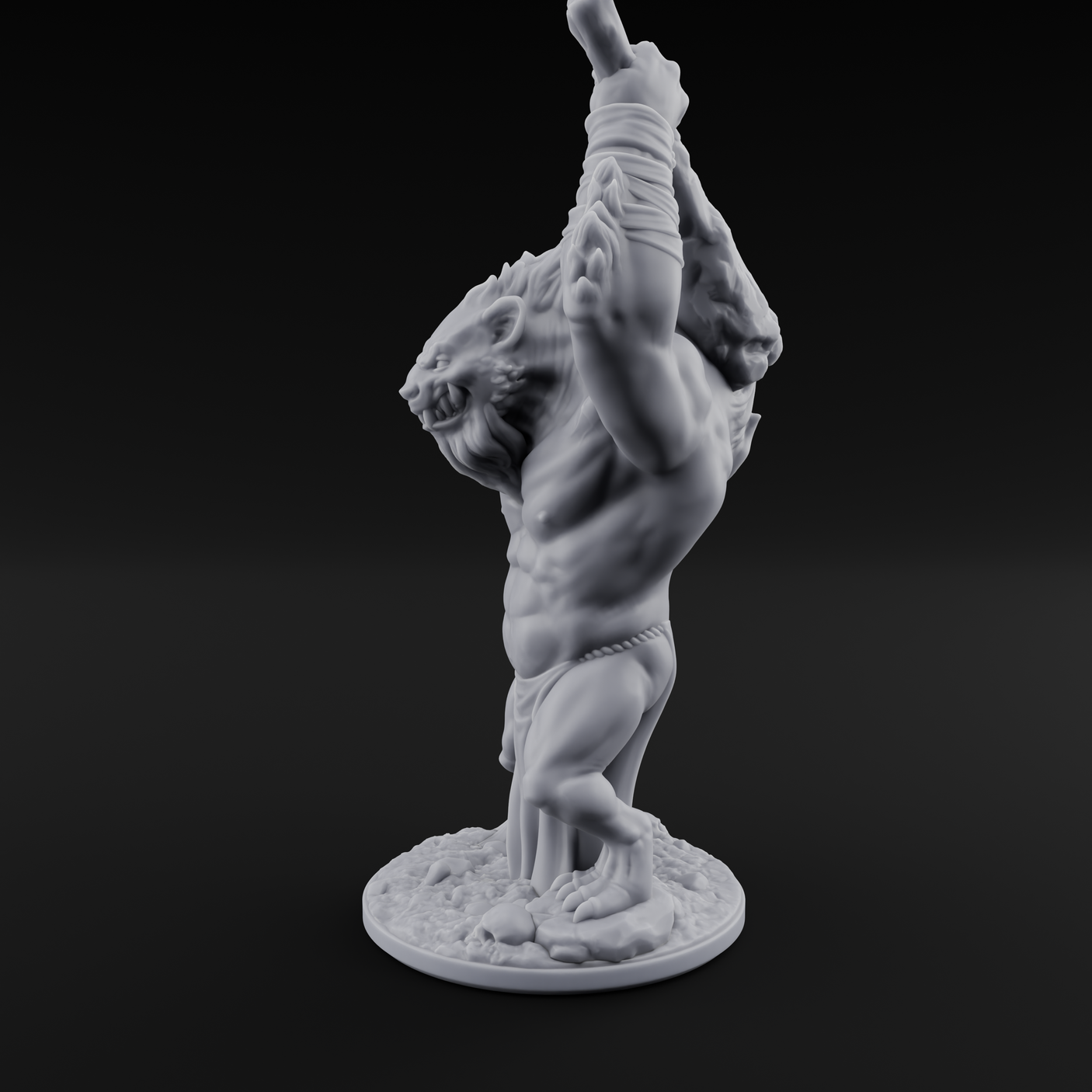 Tree Trunk Swinging Gnoll Brute Miniature for Dungeons and Dragons, Pathfinder or other TTRPGs