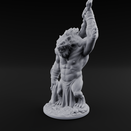 Tree Trunk Swinging Gnoll Brute Miniature for Dungeons and Dragons, Pathfinder or other TTRPGs