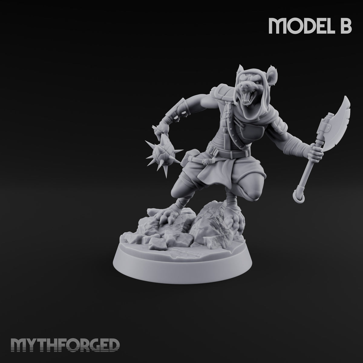 Hunting Pack Fans Out Gnoll Warrior B — Axe & Mace