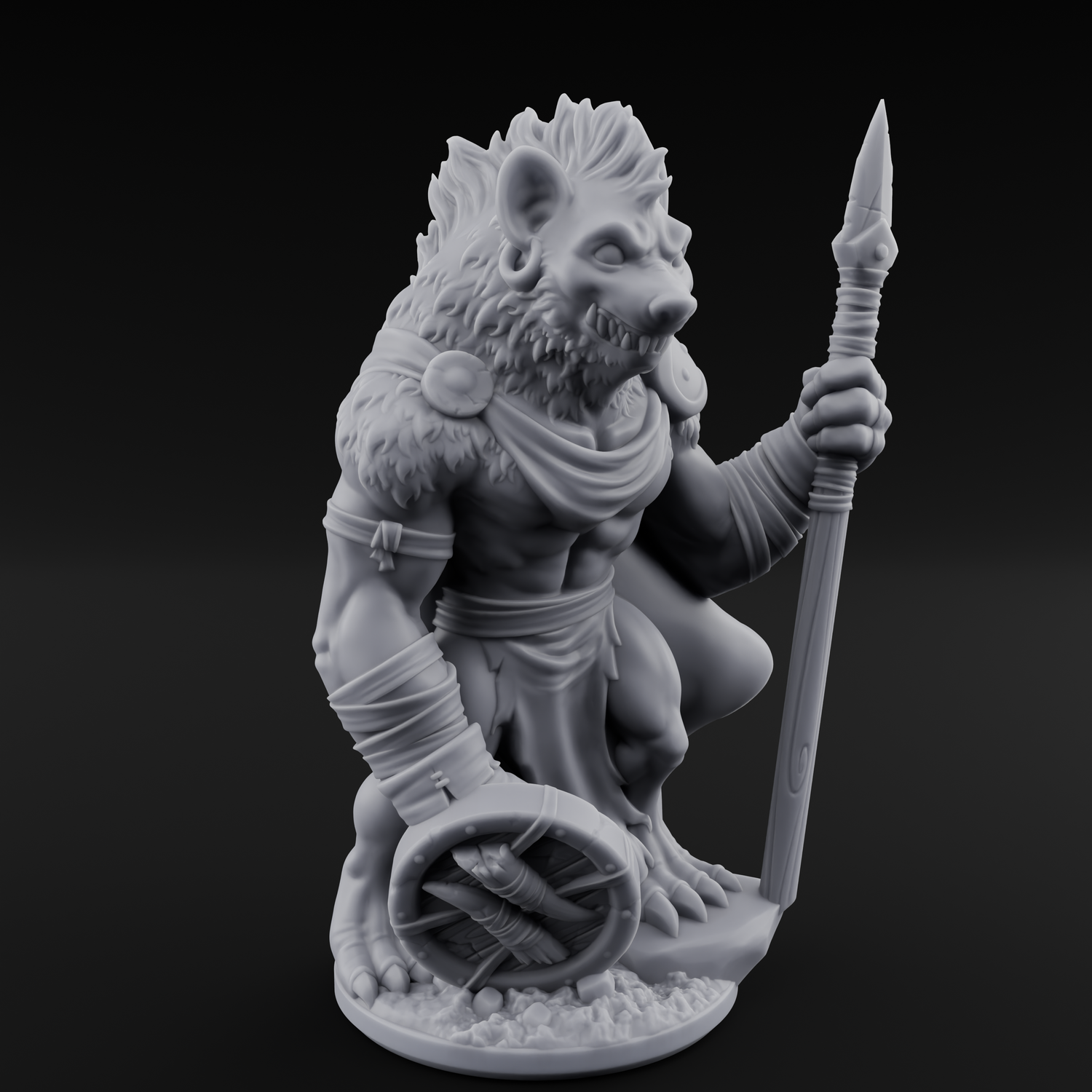 Shield Dragging Gnoll Warrior A Miniature for Dungeons and Dragons, Pathfinder or other TTRPGs