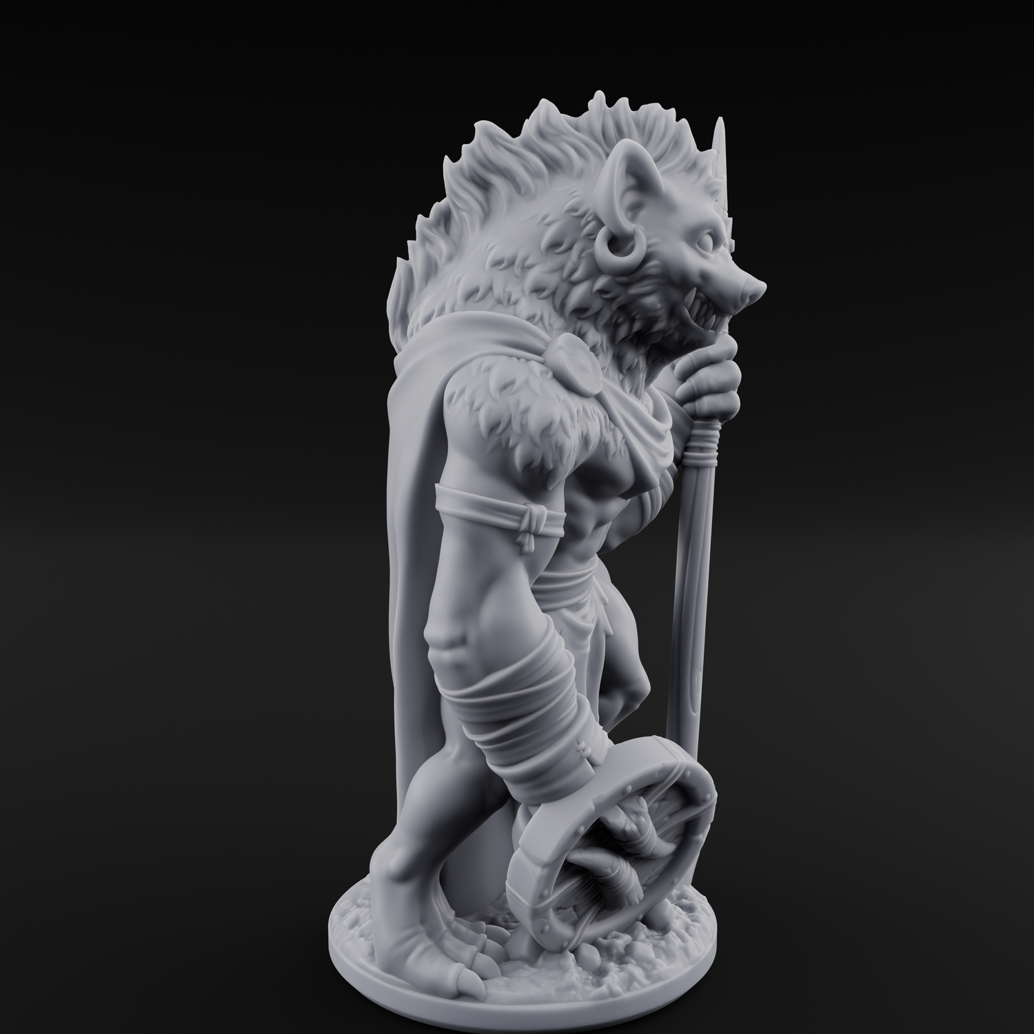 Shield Dragging Gnoll Warriors Miniature for Dungeons and Dragons, Pathfinder or other TTRPGs