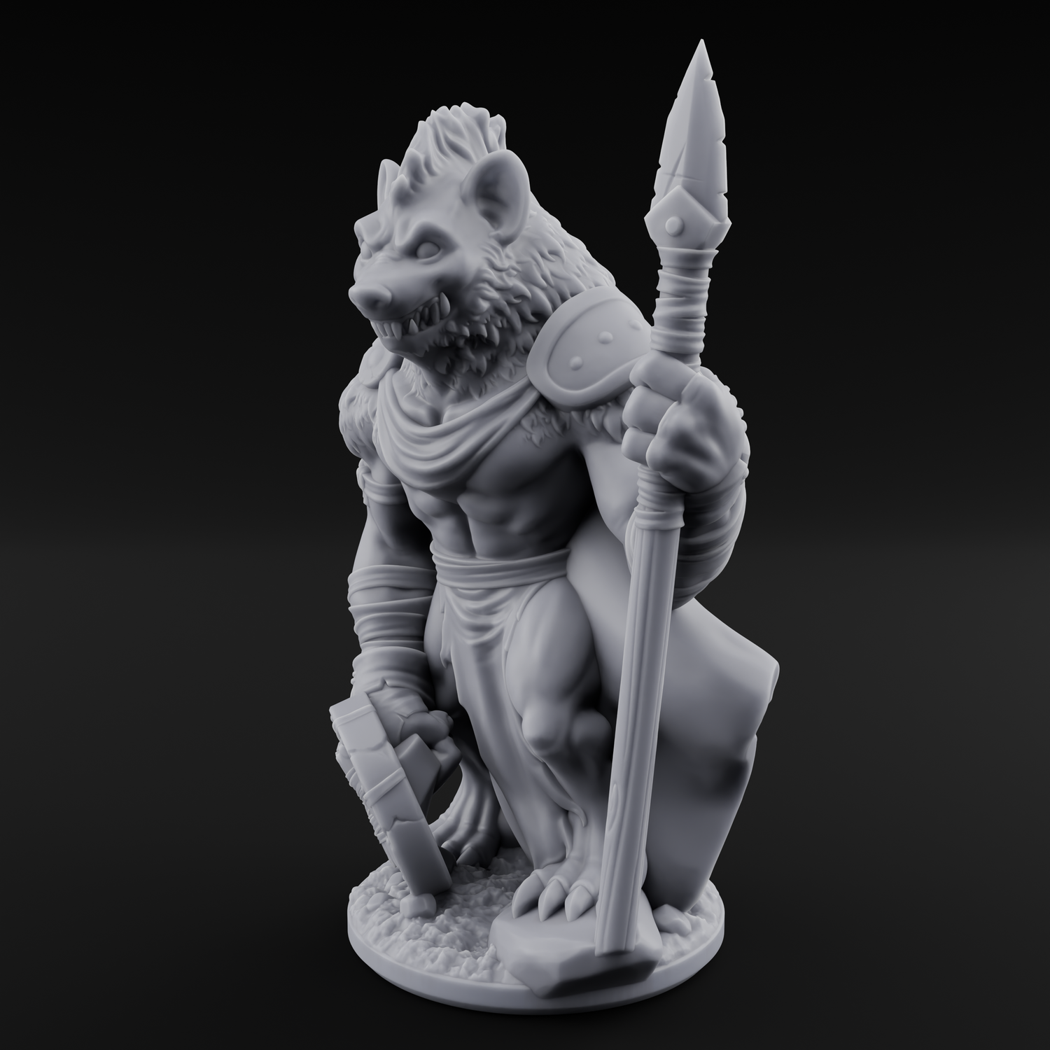 Shield Dragging Gnoll Warrior A Miniature for Dungeons and Dragons, Pathfinder or other TTRPGs