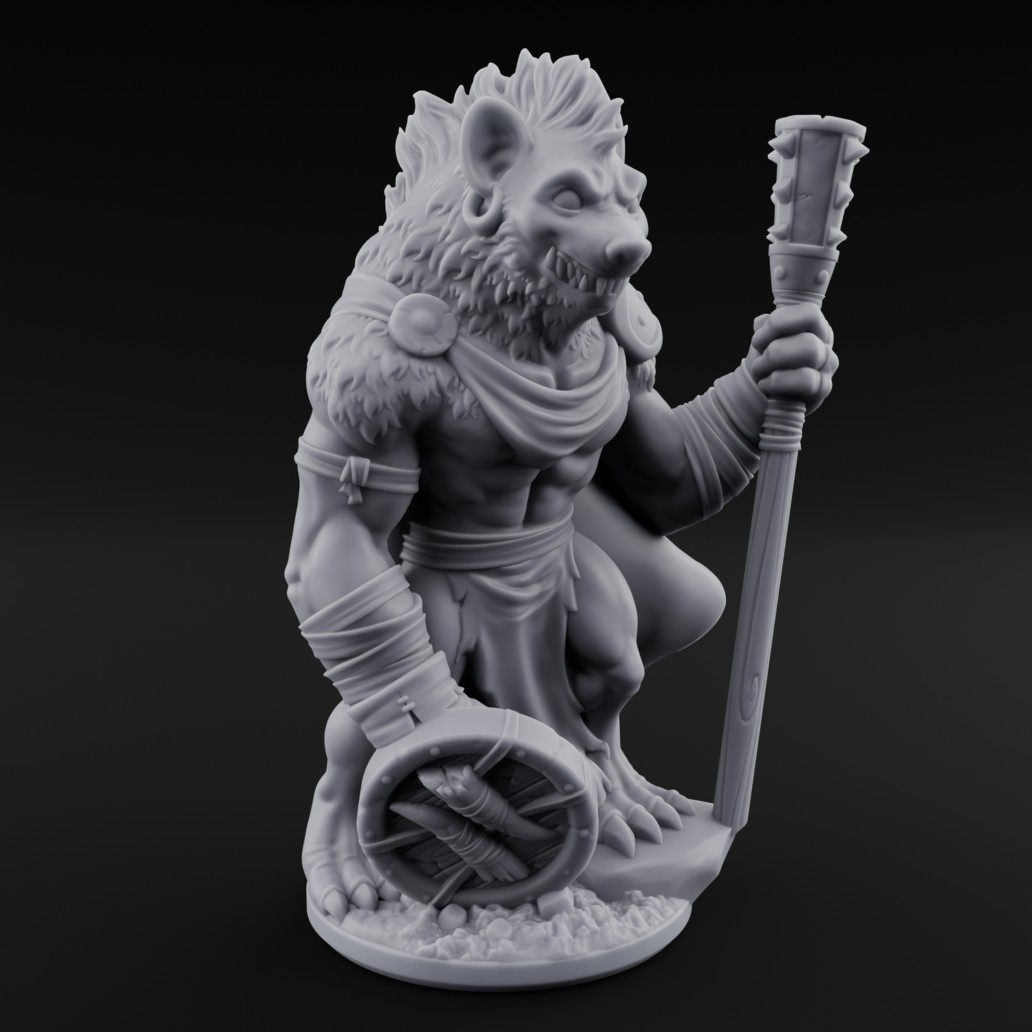 Shield Dragging Gnoll Warriors Miniature for Dungeons and Dragons, Pathfinder or other TTRPGs