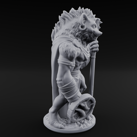 Shield Dragging Gnoll Warrior B Miniature for Dungeons and Dragons, Pathfinder or other TTRPGs