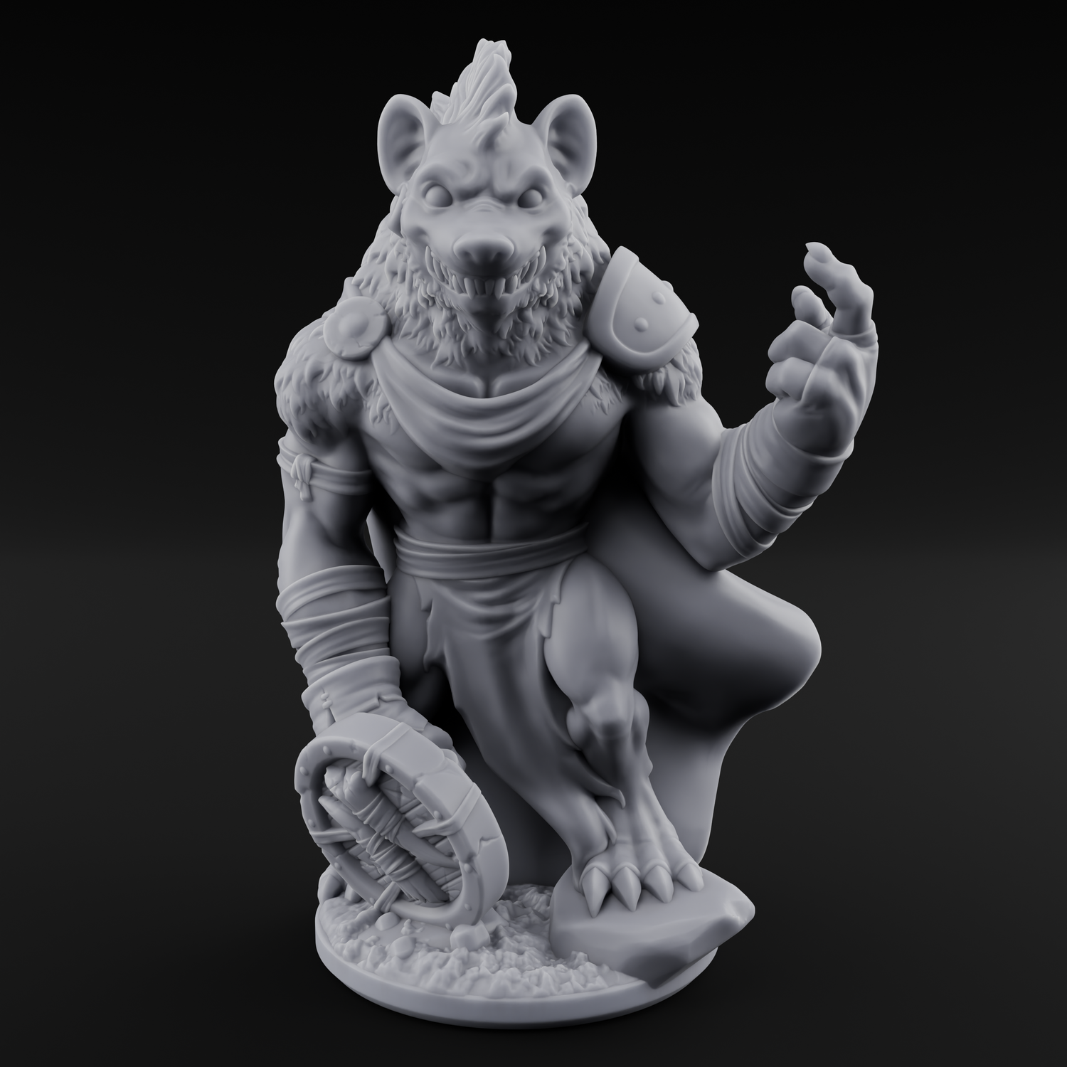 Shield Dragging Gnoll Warrior C Miniature for Dungeons and Dragons, Pathfinder or other TTRPGs