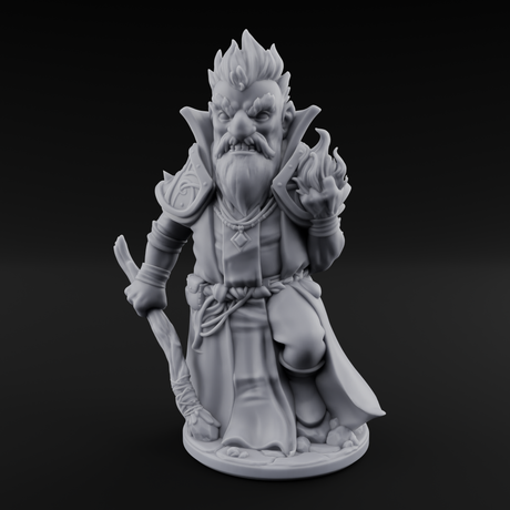 Flame Palming Gnome Pyromancer A Miniature for Dungeons and Dragons, Pathfinder or other TTRPGs