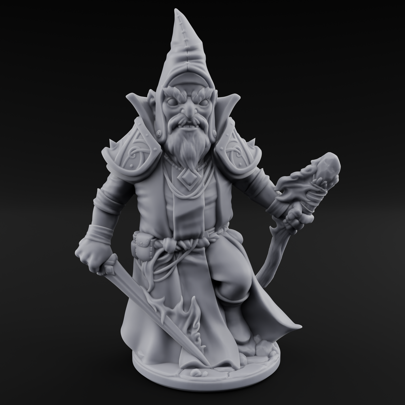 Flame Palming Gnome Pyromancer B Miniature for Dungeons and Dragons, Pathfinder or other TTRPGs