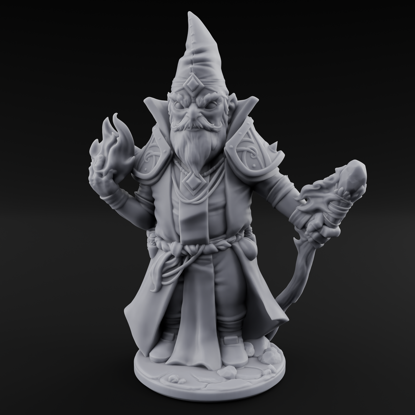 Flame Palming Gnome Pyromancer C Miniature for Dungeons and Dragons, Pathfinder or other TTRPGs
