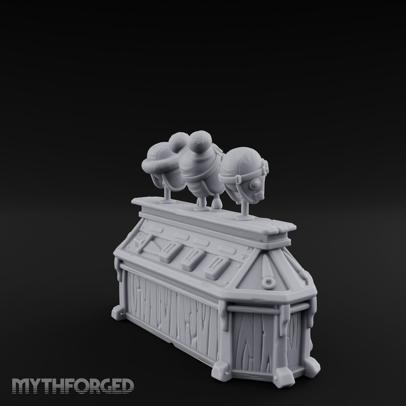 Goggle-Stocked Plank-Built Climbing Shop Display Counter Miniature for Dungeons and Dragons, Pathfinder or other TTRPGs