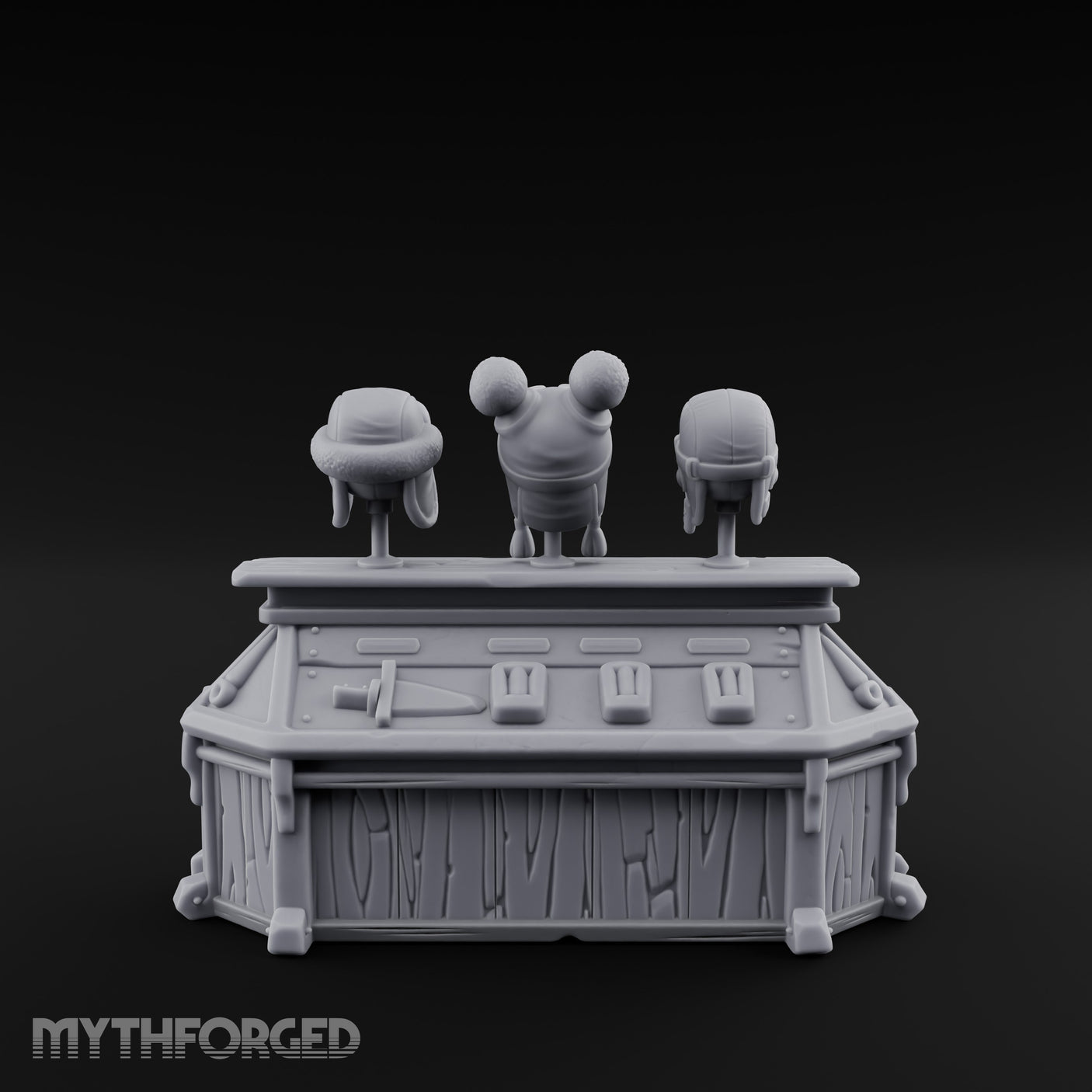 Goggle-Stocked Plank-Built Climbing Shop Display Counter Miniature for Dungeons and Dragons, Pathfinder or other TTRPGs