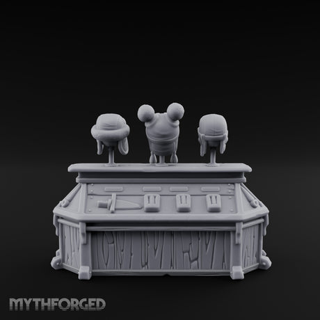 Goggle-Stocked Plank-Built Climbing Shop Display Counter Miniature for Dungeons and Dragons, Pathfinder or other TTRPGs