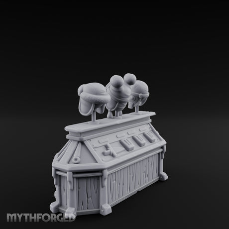 Goggle-Stocked Plank-Built Climbing Shop Display Counter Miniature for Dungeons and Dragons, Pathfinder or other TTRPGs