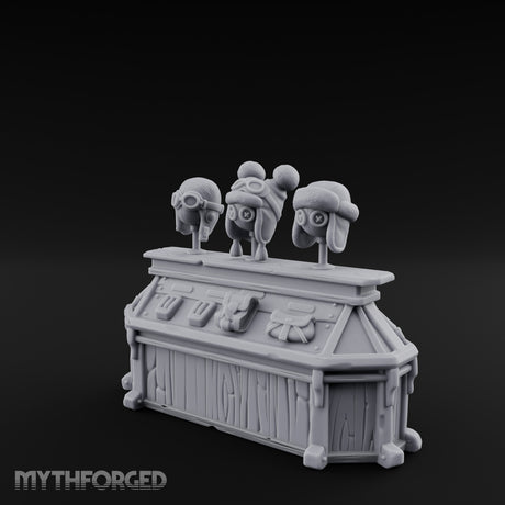 Goggle-Stocked Plank-Built Climbing Shop Display Counter Miniature for Dungeons and Dragons, Pathfinder or other TTRPGs