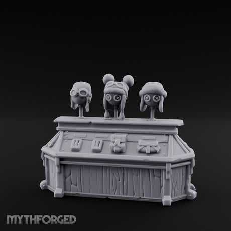 Goggle-Stocked Plank-Built Climbing Shop Display Counter Miniature for Dungeons and Dragons, Pathfinder or other TTRPGs