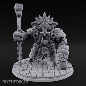 Aztec Inspired Totem Crowned Golem Warlord Miniature for Dungeons and Dragons, Pathfinder or other TTRPGs