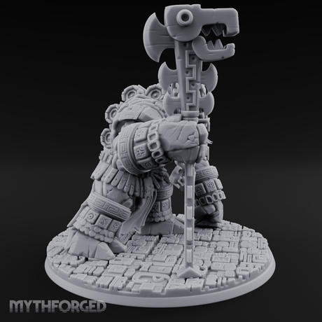 Aztec Inspired Totem Crowned Golem Warlord Miniature for Dungeons and Dragons, Pathfinder or other TTRPGs